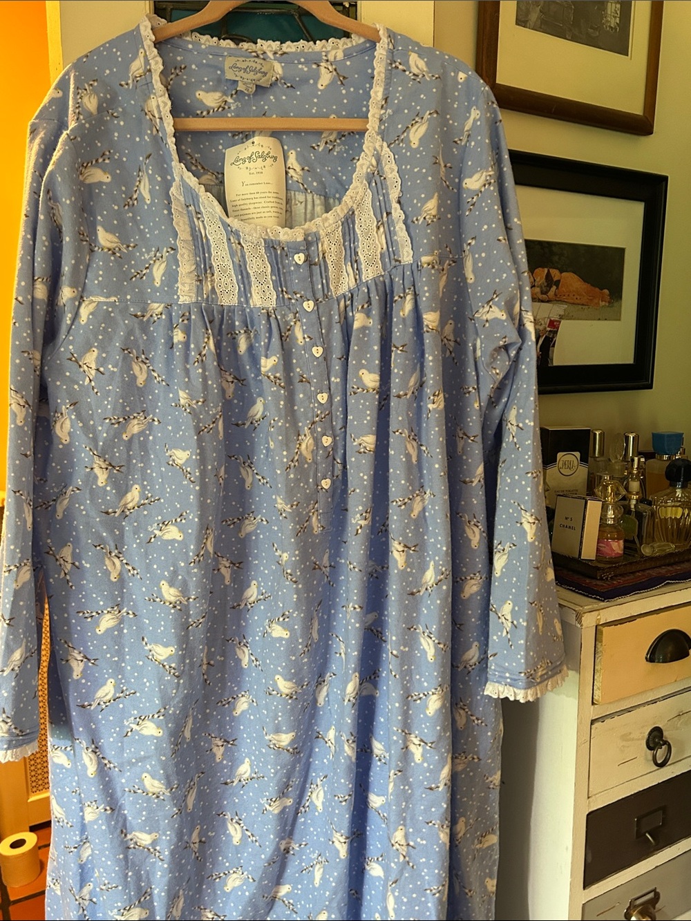 Lanz White Doves Nightgown—In Soft Cotton Flannel 2X NWT